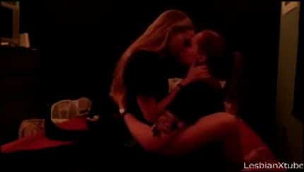 Sensual lesbian kiss